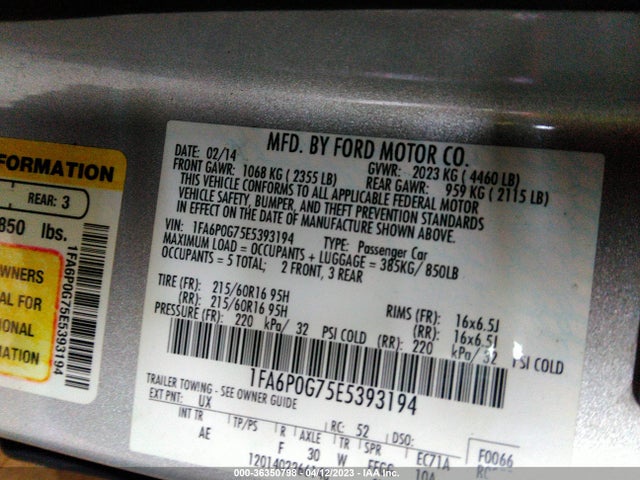 Ford FUSION S 2014 1FA6P0G75E5393194 Image 9