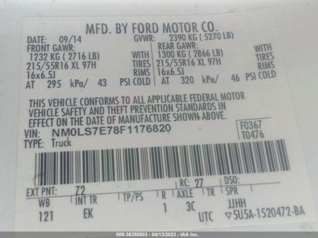 NM0LS7E78F1176820 Ford Transit Connect Xl