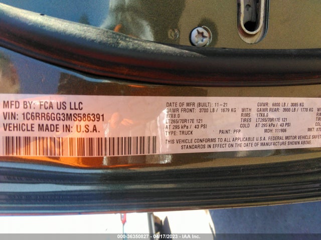 1C6RR6GG3MS586391 RAM 1500 Classic Warlock