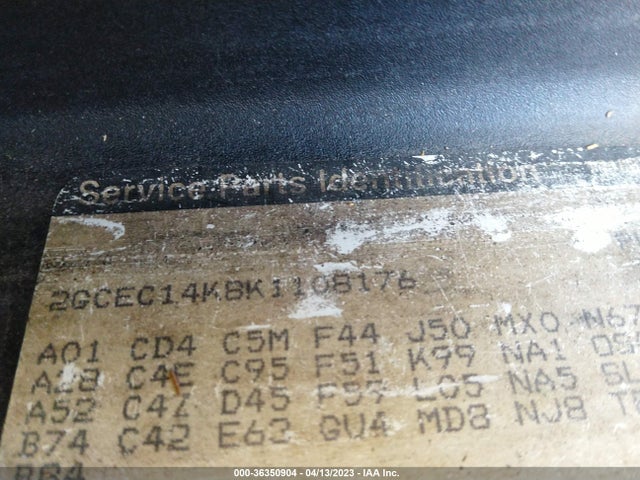 1989 CHEVROLET GMT-400 C1500 VIN: 2GCEC14K8K1108176