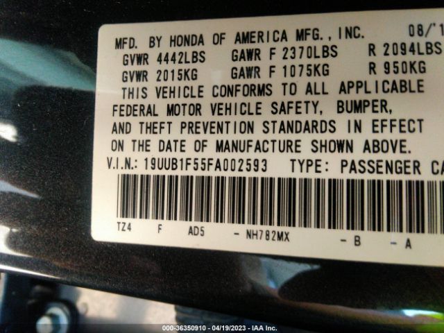 19UUB1F55FA002593 Acura TLX TECH
