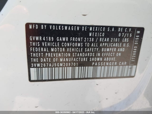 3VW267AJ5GM209701 Volkswagen Jetta Sedan 1.4t S
