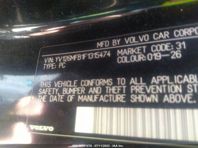 YV126MFB1F1315474 Volvo S60 T5 Premier