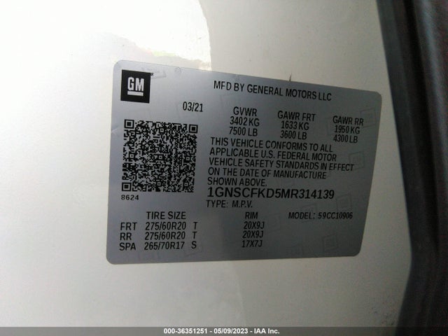 Chevrolet Suburban Premier 2021 1GNSCFKD5MR314139 Image 9