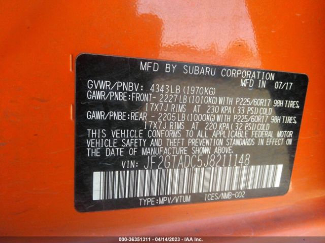 JF2GTADC5J8211148 Subaru Crosstrek Premium