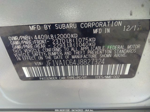 JF1VA1C64J8827324 Subaru Wrx Premium