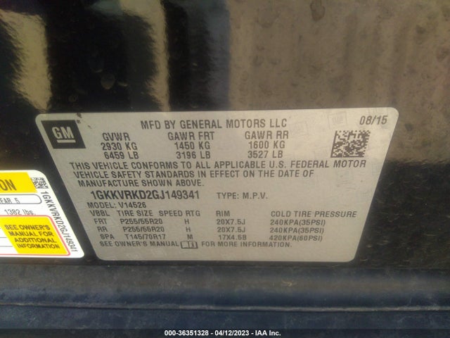 GMC ACADIA SLT 2016 1GKKVRKD2GJ149341 Image 9
