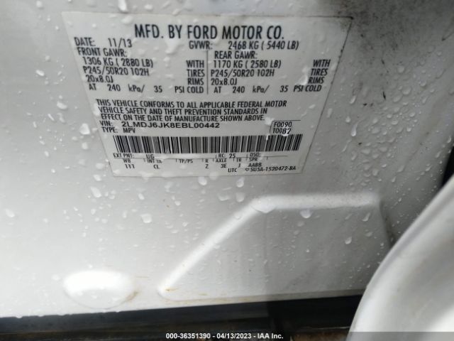 2LMDJ6JK8EBL00442 Lincoln MKX