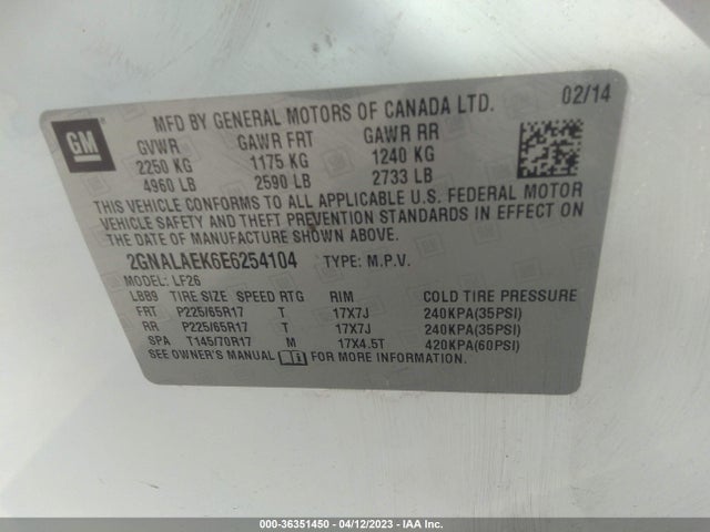 Chevrolet EQUINOX LS 2014 2GNALAEK6E6254104 Image 9
