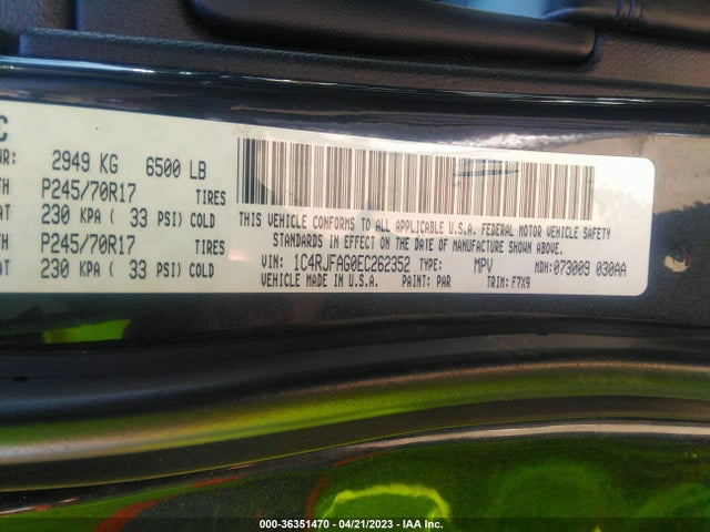 2014 JEEP GRAND CHEROKEE LAREDO VIN: 1C4RJFAG0EC262352