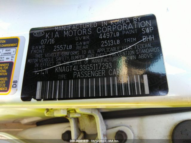 KNAGT4L33G5117293 KIA Optima Lx