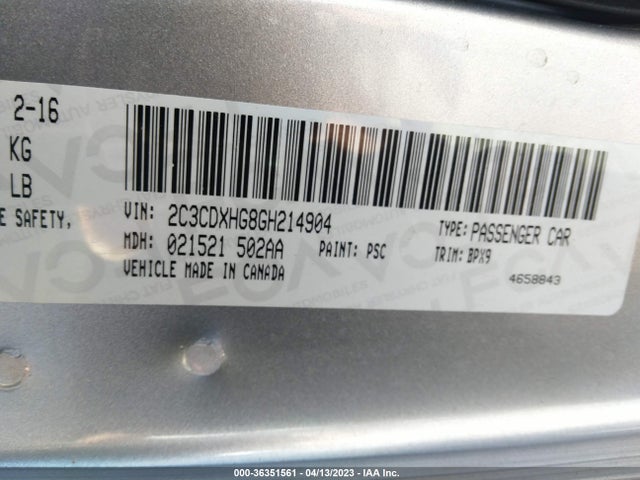 Dodge Charger Sxt 2016 2C3CDXHG8GH214904 Image 9
