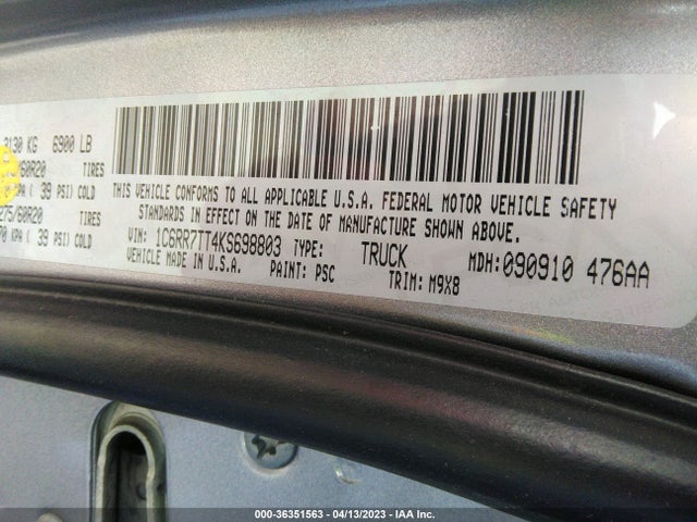 1C6RR7TT4KS698803 RAM 1500 Classic Big Horn