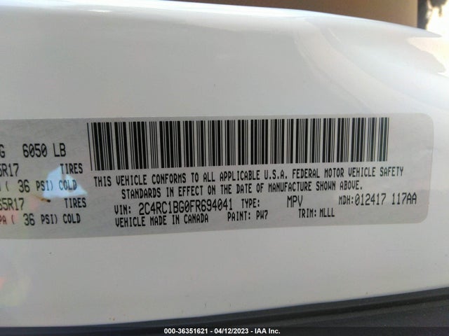 2C4RC1BG0FR694041 Chrysler Town & Country Touring