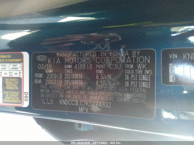 KNDCC3LC7K5274832 KIA NIRO EX