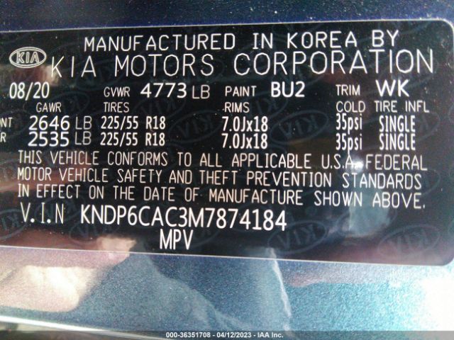 KNDP6CAC3M7874184 KIA SPORTAGE S