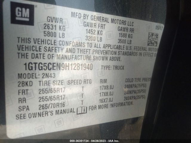 1GTG5CEN9H1281940 GMC Canyon 2wd Sle