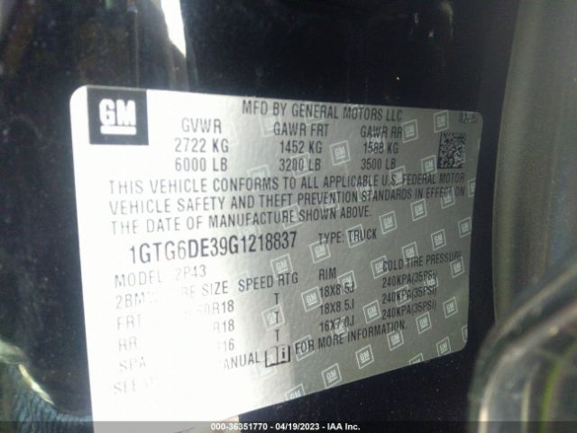 1GTG6DE39G1218837 GMC Canyon 4wd Slt