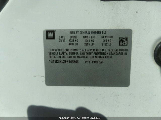 Chevrolet MALIBU 1LT 2015 1G11C5SL2FF145846 Image 9