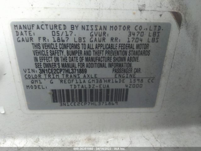 3N1CE2CP7HL371869 Nissan Versa Note Sv
