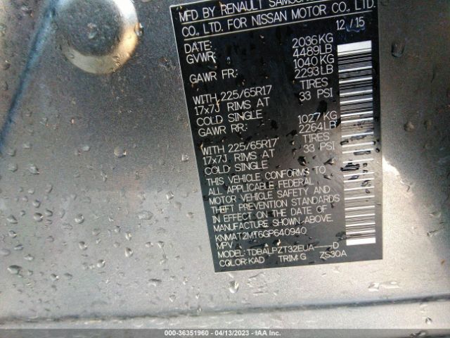 KNMAT2MT6GP640940 Nissan ROGUE S