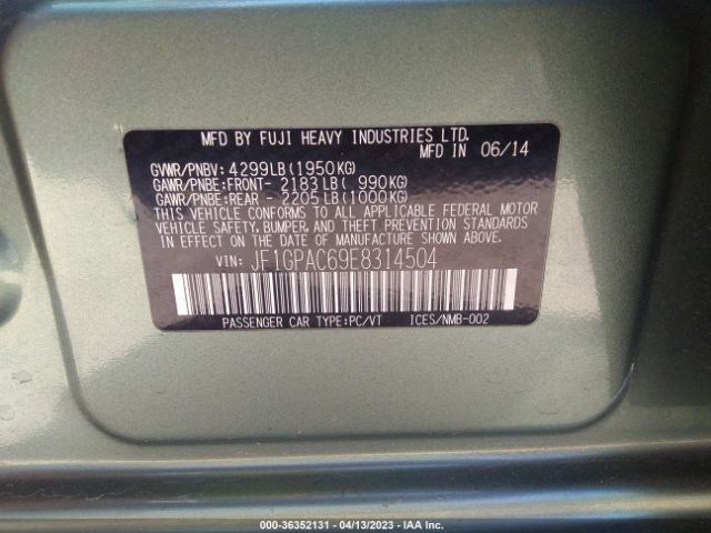 JF1GPAC69E8314504 Subaru Impreza Wagon 2.0i Premium