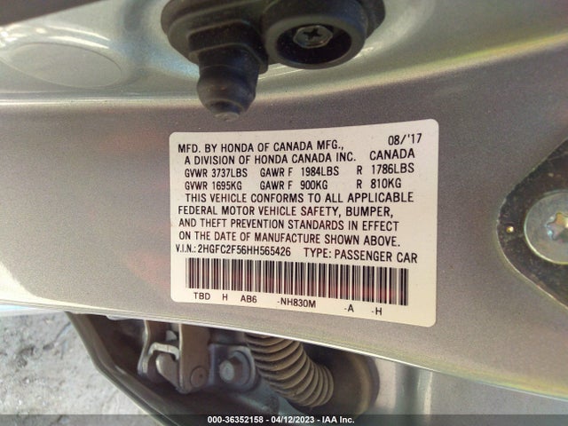 Honda Civic Sedan Lx 2017 2HGFC2F56HH565426 Image 9