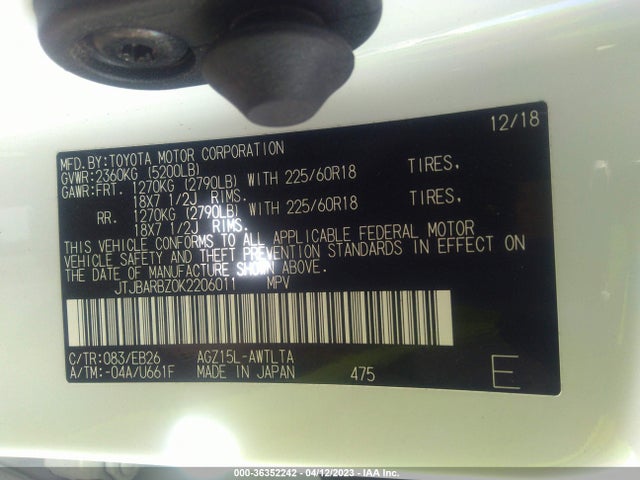 2019 Lexus NX, VIN: JTJBARBZ0K2206011