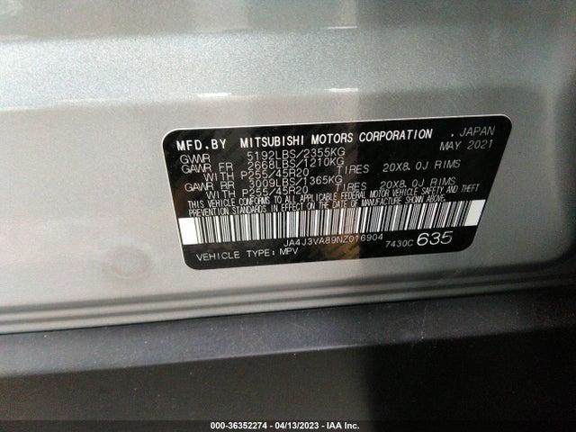 JA4J3VA89NZ016904 Mitsubishi Outlander Sel