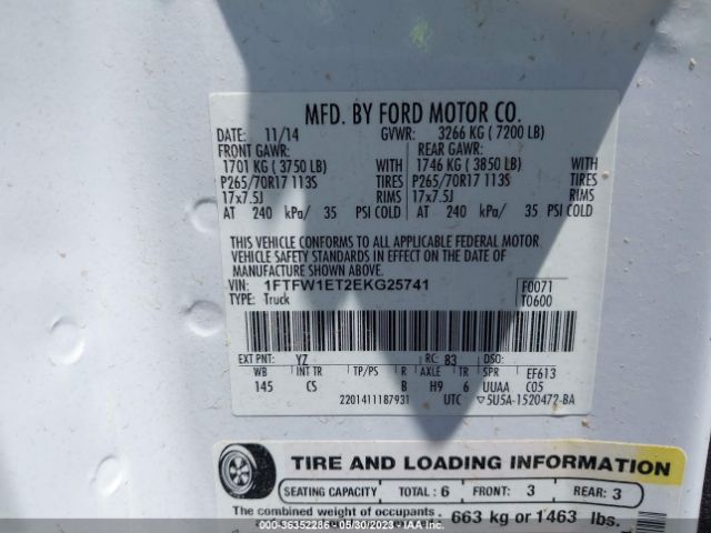 1FTFW1ET2EKG25741 Ford F-150 Xl/xlt/fx4/lariat
