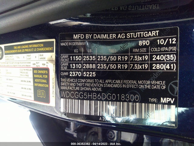 2013 MERCEDES-BENZ GLK-CLASS GLK 350 VIN: WDCGG5HB6DG018300