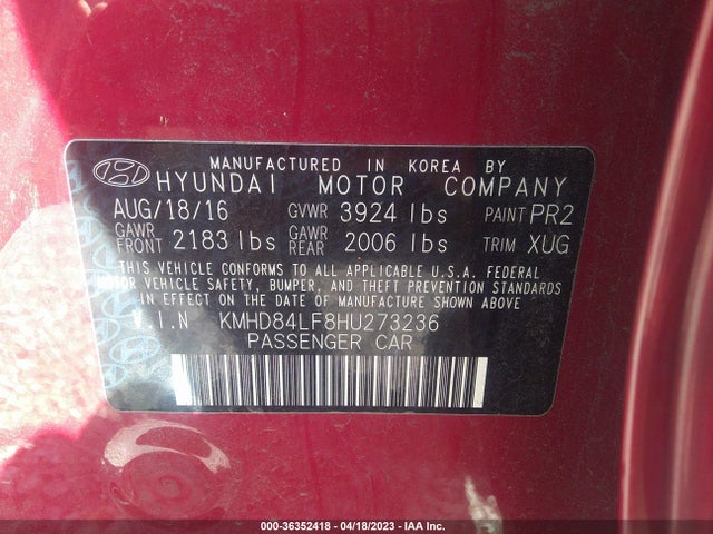 Hyundai Elantra Value Edition 2017 KMHD84LF8HU273236 Image 9