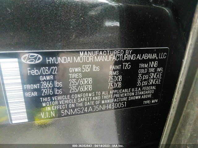Hyundai Santa Fe Sel 2022 5NMS24AJ5NH430051 Image 11