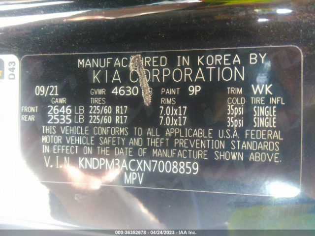 KNDPM3ACXN7008859 KIA Sportage Lx
