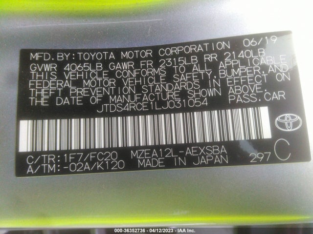 Toyota Corolla Se/nightshade 2020 JTDS4RCE1LJ031054 Image 10