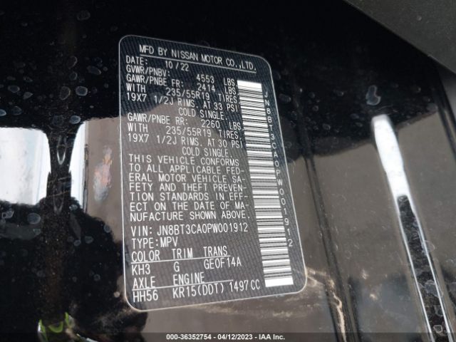 JN8BT3CA0PW001912 Nissan Rogue Sl