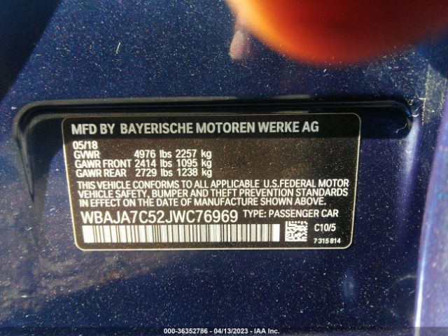 WBAJA7C52JWC76969 BMW 5 Series 530i Xdrive