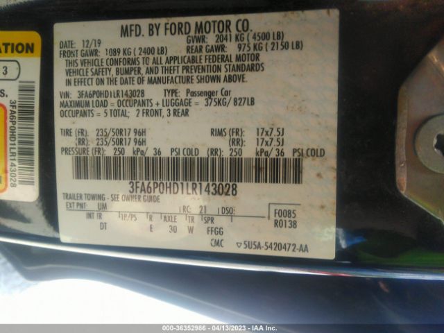 3FA6P0HD1LR143028 Ford FUSION SE
