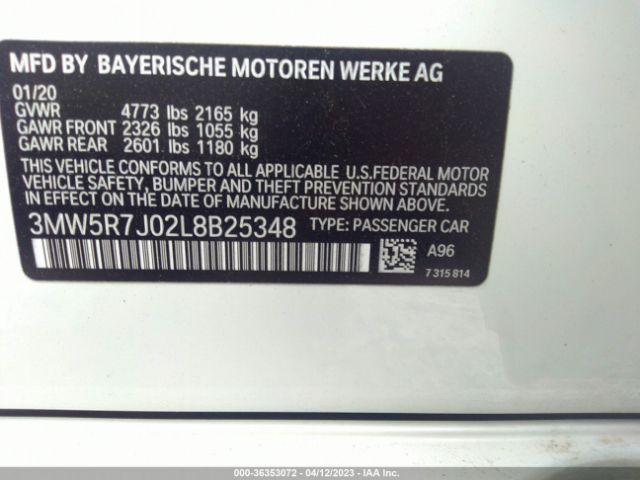 3MW5R7J02L8B25348 BMW 3 Series 330i Xdrive
