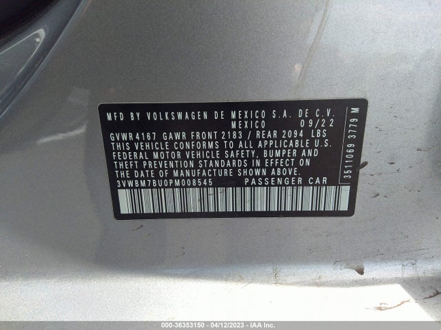 3VWBM7BU0PM008545 Volkswagen Jetta Sport