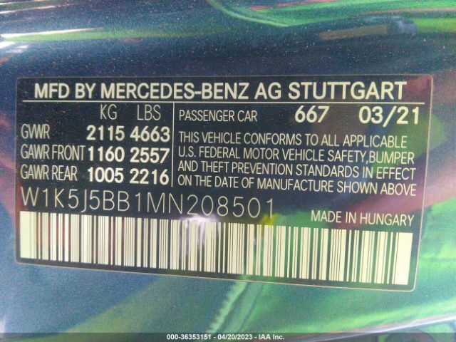 W1K5J5BB1MN208501 Mercedes-Benz Cla Amg Cla 35
