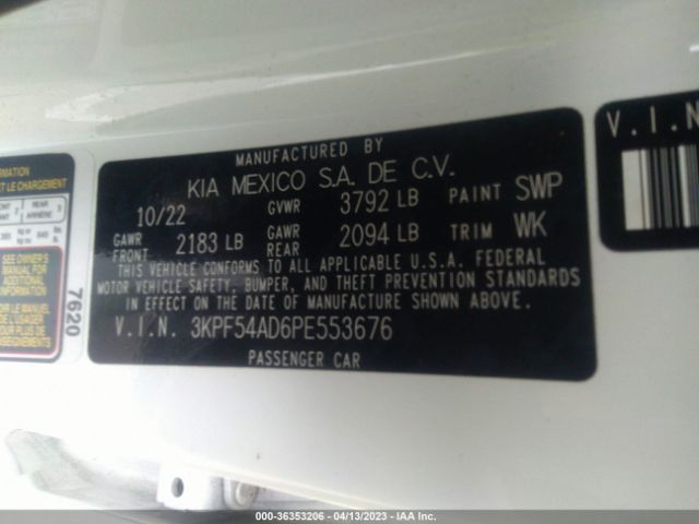 3KPF54AD6PE553676 KIA Forte Gt-line