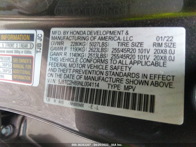 2022 Acura RDX, VIN: 5J8TC2H89NL004114