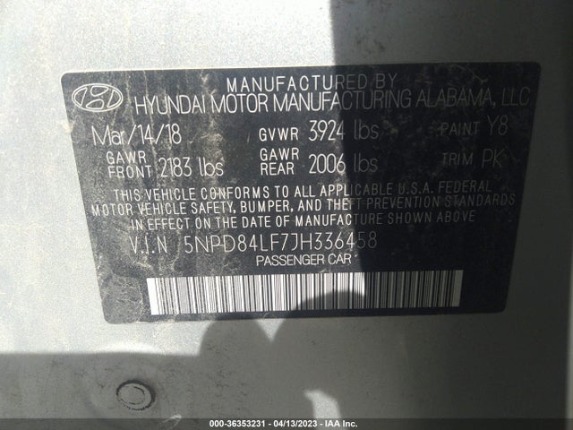 Hyundai Elantra Value Edition 2018 5NPD84LF7JH336458 Image 9