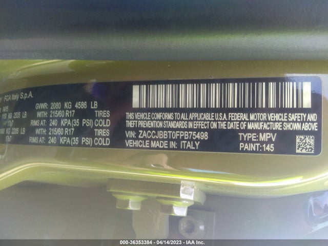 Jeep Renegade Latitude 2015 ZACCJBBT0FPB75498 Image 10