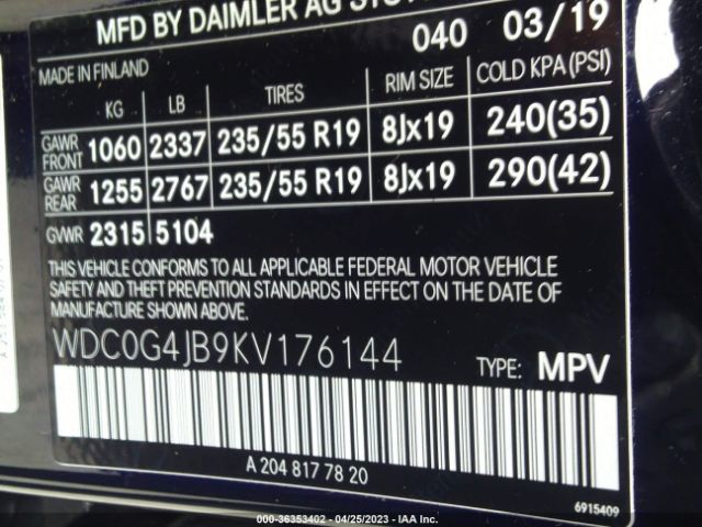 WDC0G4JB9KV176144 Mercedes-Benz Glc Glc 300