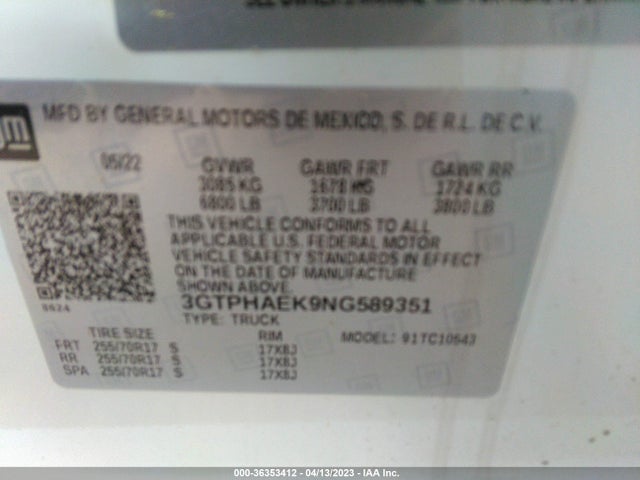 GMC Sierra 1500 Pro 2022 3GTPHAEK9NG589351 Image 9