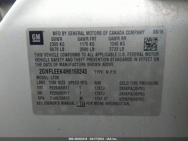Chevrolet EQUINOX LS 2017 2GNFLEEK4H6168243 Image 10