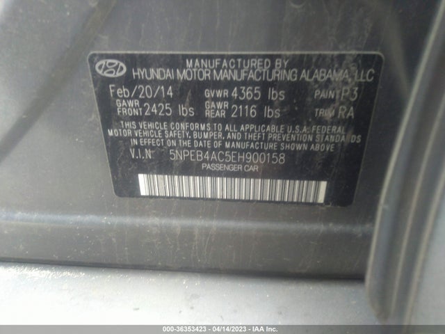 Hyundai SONATA GLS 2014 5NPEB4AC5EH900158 Image 9