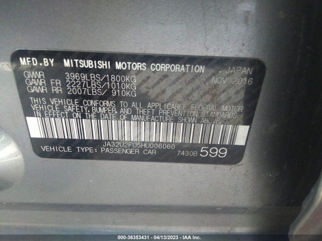JA32U2FU5HU006060 Mitsubishi Lancer Es/le